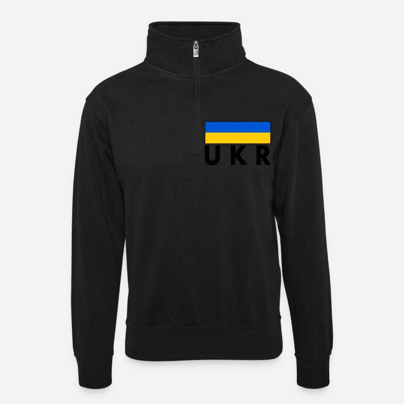 Ukraine - Unisex Pullover mit Zip-Kragen - Schwarz