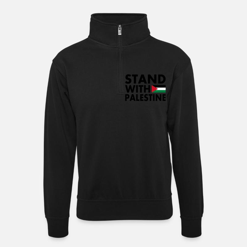 Palestina - Unisextröja med zipkrage - svart