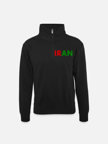 Iran - Unisex Pullover mit Zip-Kragen - Schwarz
