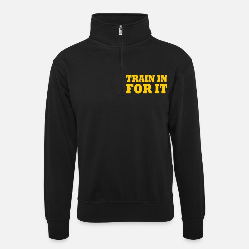Train in for it - Unisex sweater with zip collar - black