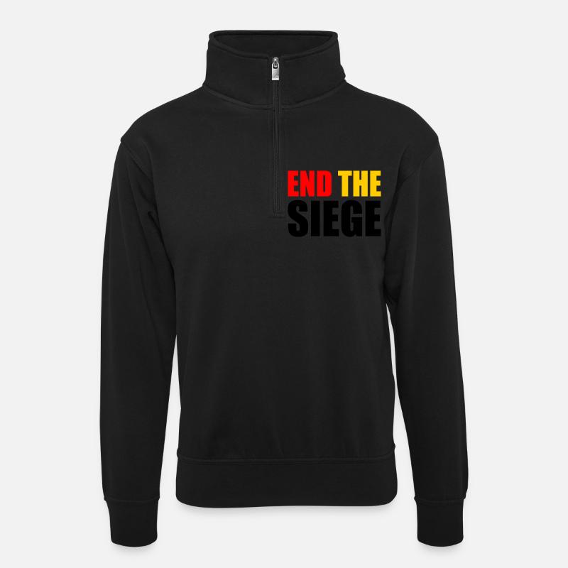 End the siege - Unisex Pullover mit Zip-Kragen - Schwarz