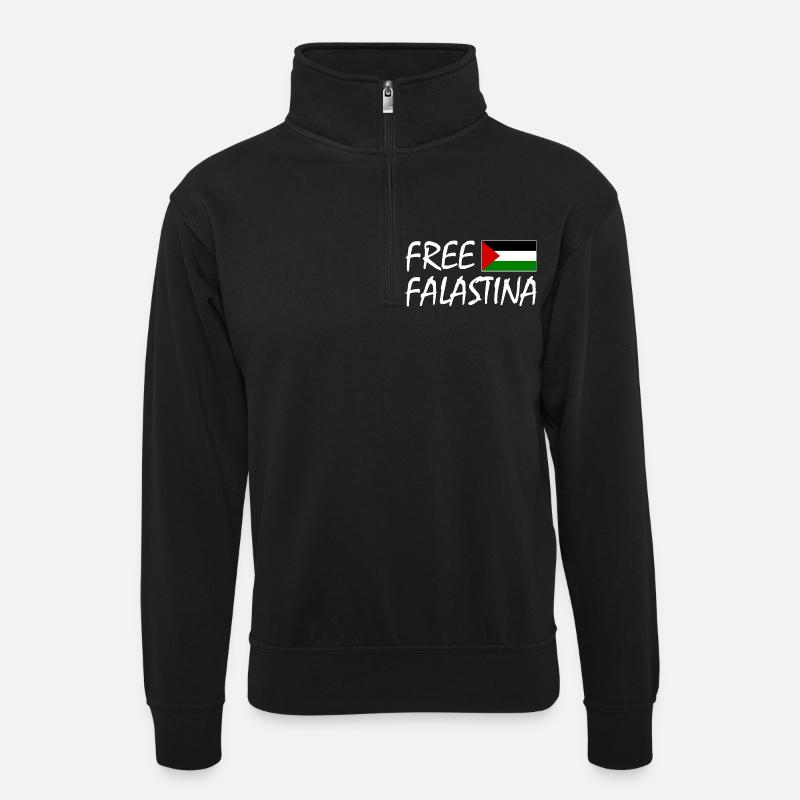 Free palestine - Unisex sweater with zip collar - black