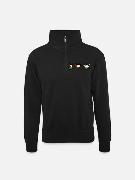 Free palestine - Unisex Pullover mit Zip-Kragen - Schwarz