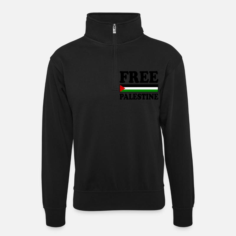 Free palestine - Unisex Pullover mit Zip-Kragen - Schwarz