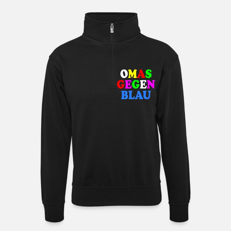 Omas gegen blau - Unisex Pullover mit Zip-Kragen - Schwarz
