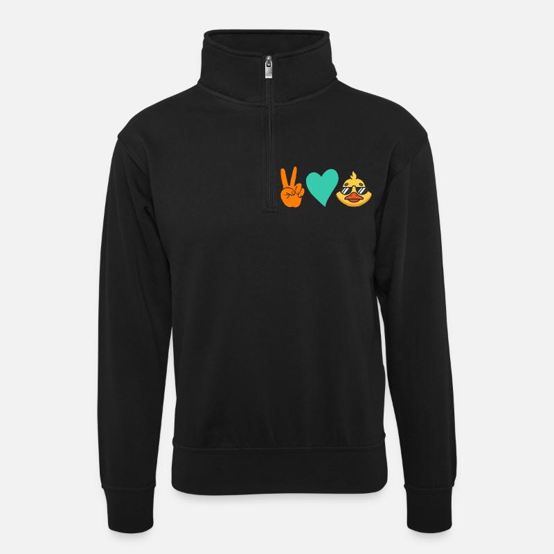 Ducks - Unisex sweater with zip collar - black