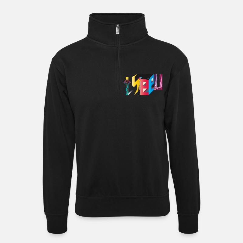 I SEE U - Unisex sweater with zip collar - black
