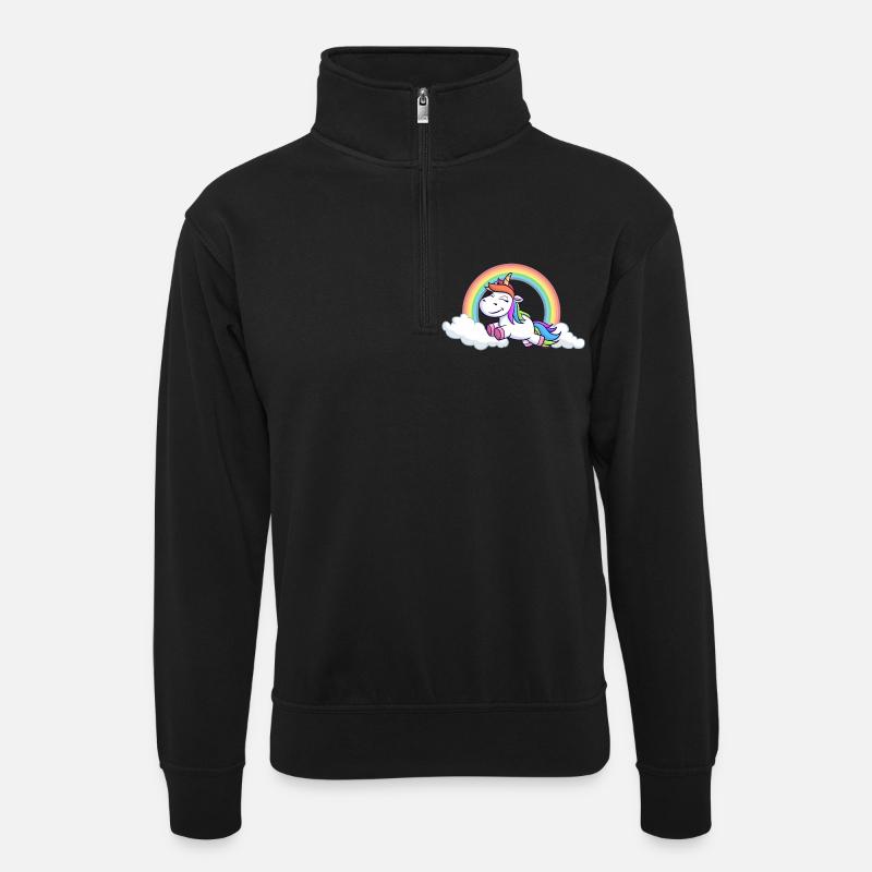 licorne - Sweat col montant zippé unisexe - noir