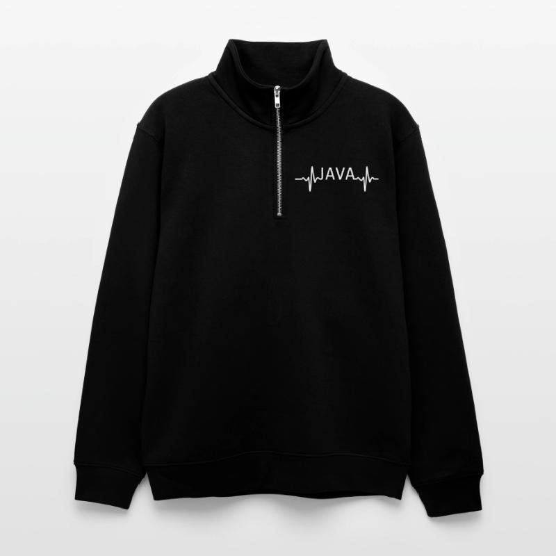 Herzschlag JAVA Unisex Pullover mit Zip-Kragen