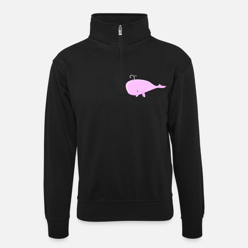 Wal Pink - Unisex Pullover mit Zip-Kragen - Schwarz