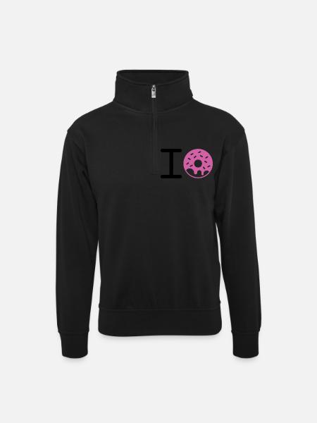 I love Donuts - Unisex sweater with zip collar - black