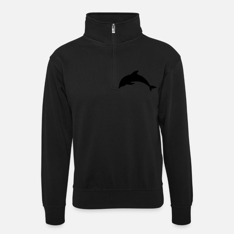 dolphin - Unisex sweater with zip collar - black