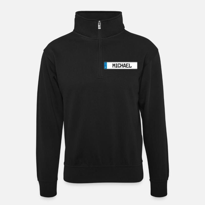 moi Adel cadeau plaque - Sweat col montant zippé unisexe - noir