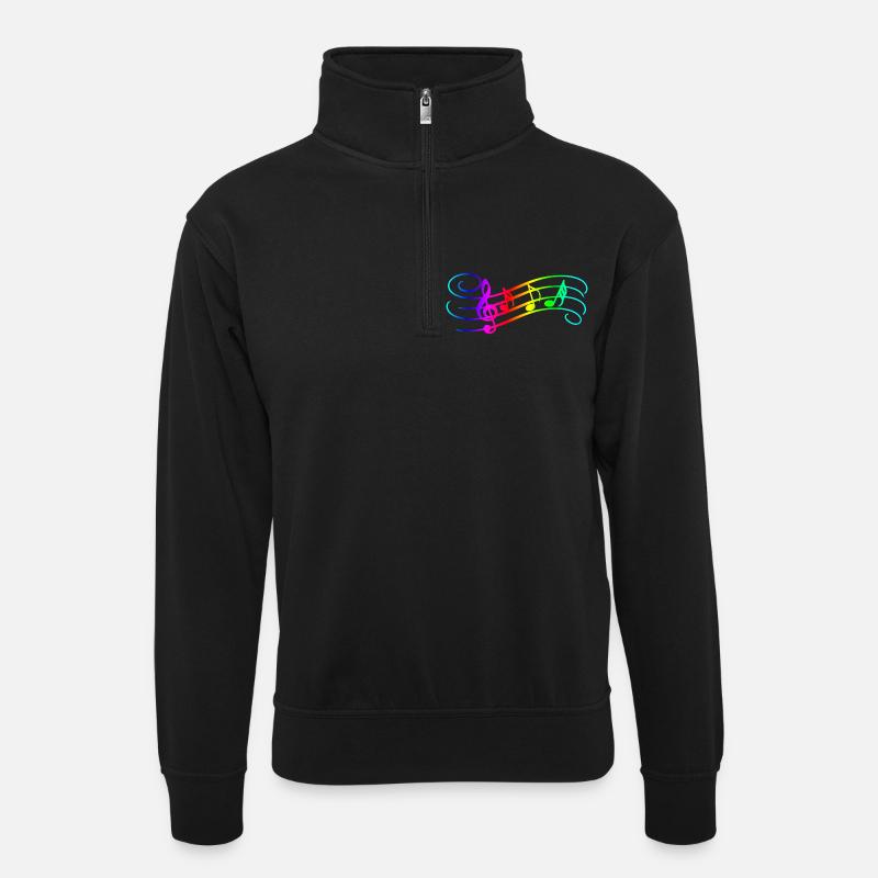 Notes de musique - Sweat col montant zippé unisexe - noir