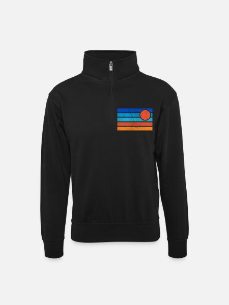 Sunset retro - Unisex sweater with zip collar - black