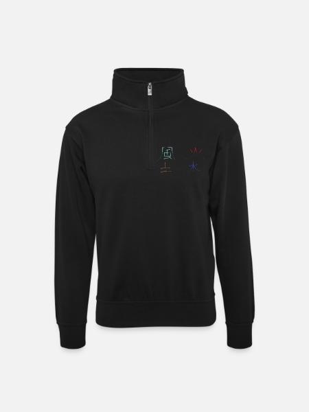 les 4 éléments sur japonais - Sweat col montant zippé unisexe - noir