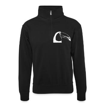 Tukan im Profil - Unisex Pullover mit Zip-Kragen - Schwarz - Vorne
