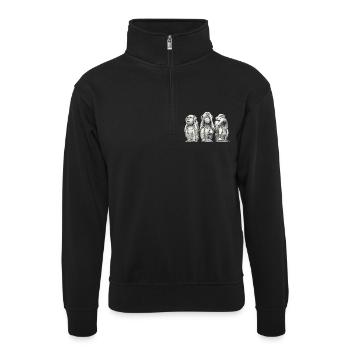 Affe - Unisex Pullover mit Zip-Kragen - Schwarz - Vorne