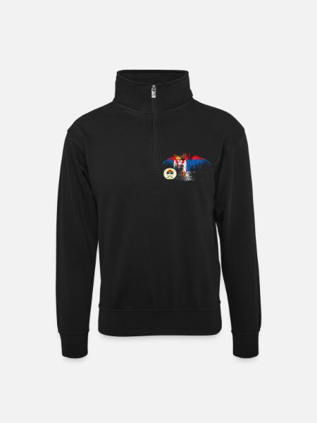 Srpska Zastava RS - Unisex Pullover mit Zip-Kragen - Schwarz