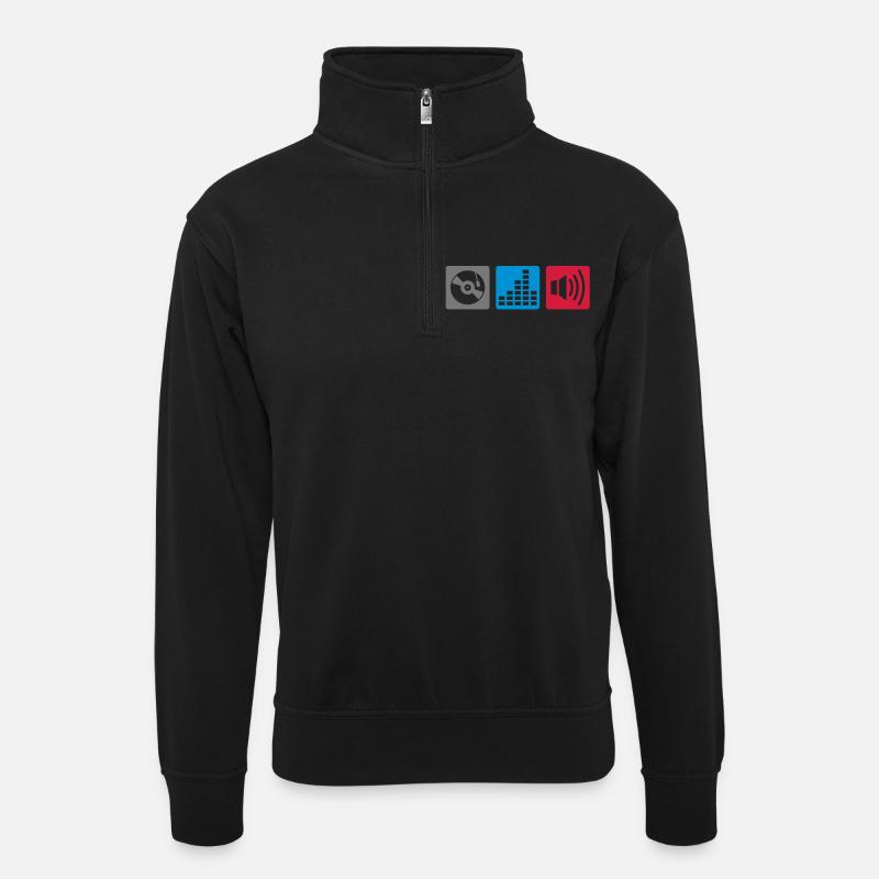 Music - DJ - Unisex Pullover mit Zip-Kragen - Schwarz