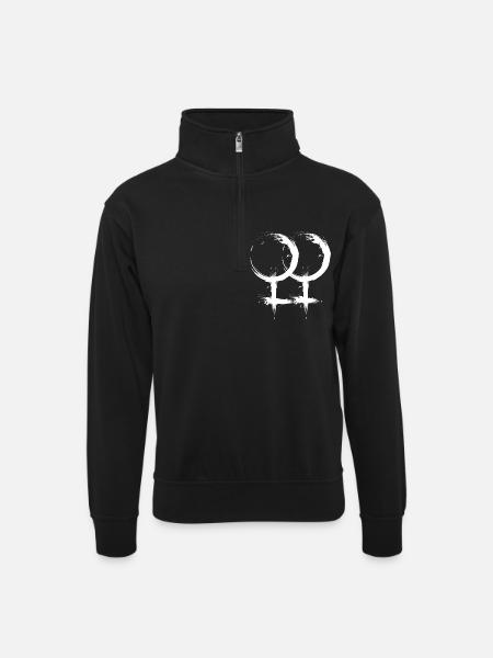 Dubbel Venussymbool Lesbische homoseksualiteit - Uniseks sweater met zip-kraag - zwart