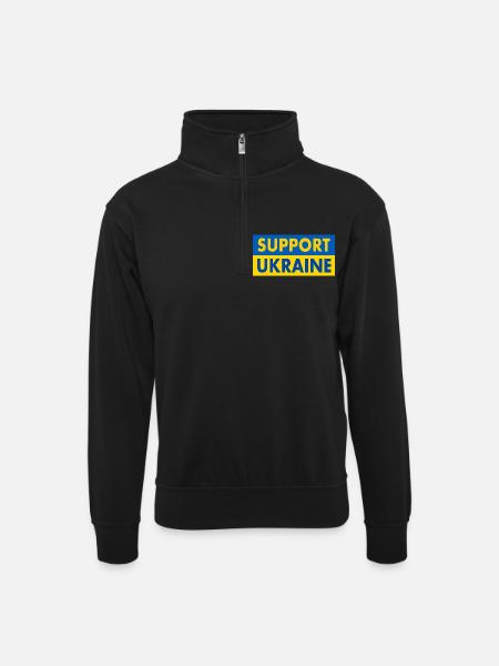 Support ukraine - Sweat col montant zippé unisexe - noir