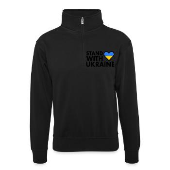 stand with ukraine - Unisex Pullover mit Zip-Kragen - Schwarz - Vorne