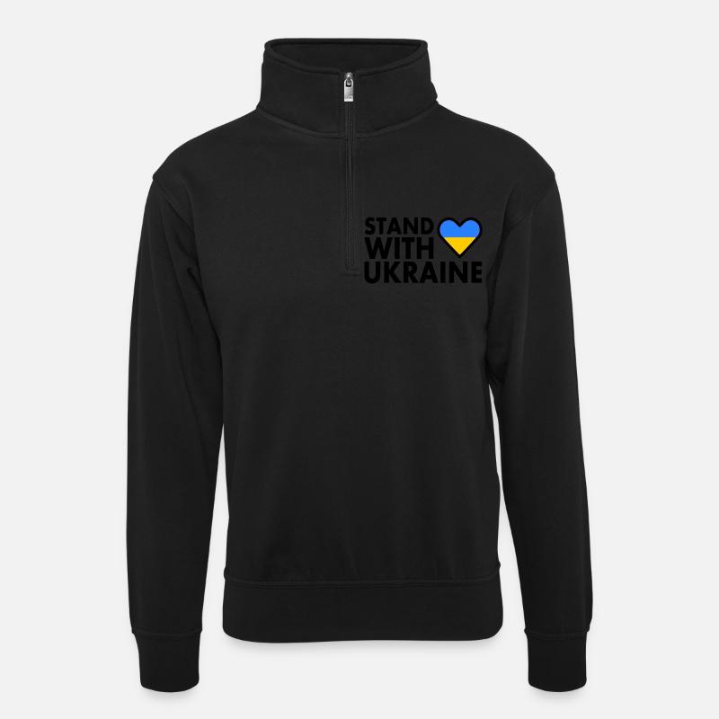 stand with ukraine - Unisex Pullover mit Zip-Kragen - Schwarz