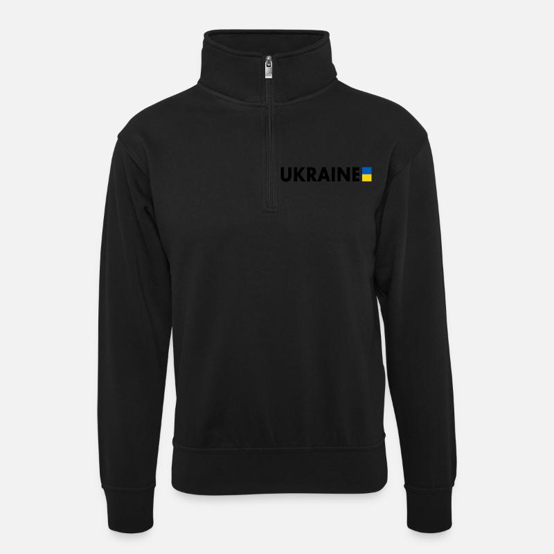 Ukraine - Unisex Pullover mit Zip-Kragen - Schwarz
