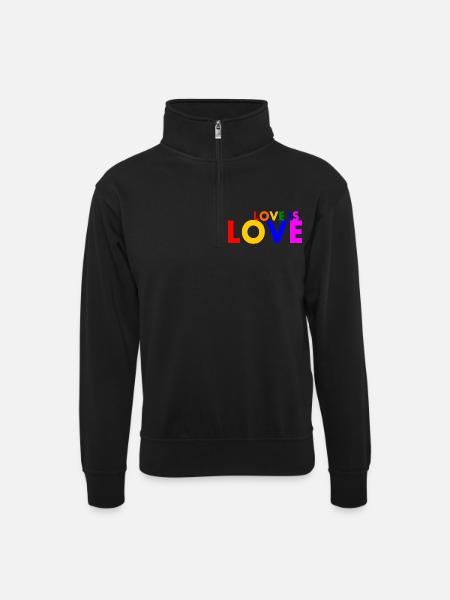 Love is love - Unisex Pullover mit Zip-Kragen - Schwarz