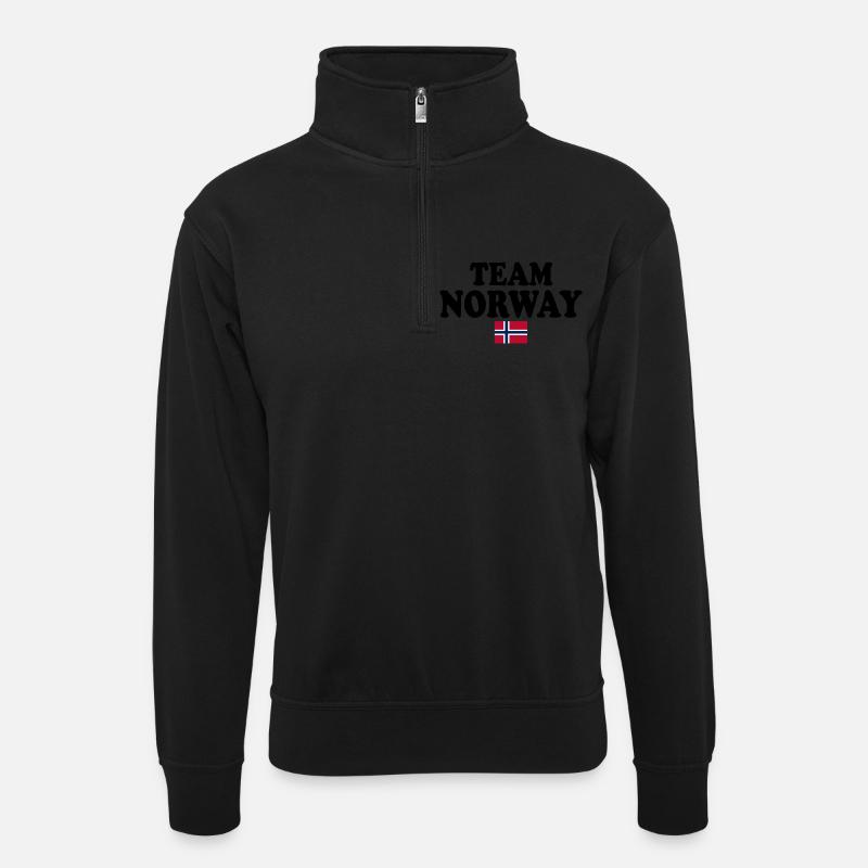 Team norway - Unisex sweater with zip collar - black