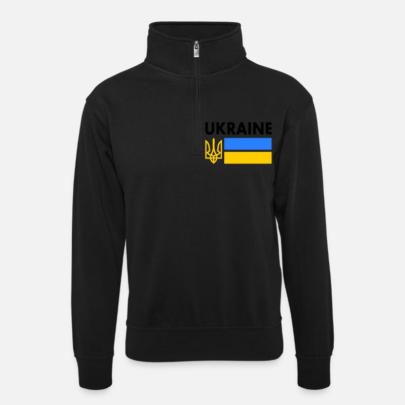 Ukraine - Unisex Pullover mit Zip-Kragen - Schwarz