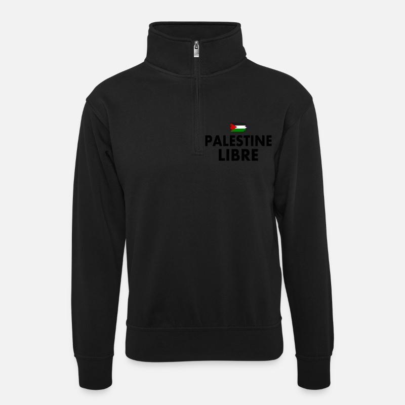 palestine libre - Unisex Pullover mit Zip-Kragen - Schwarz