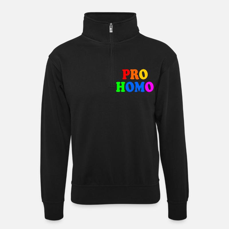 Pro homo - Unisex sweater with zip collar - black