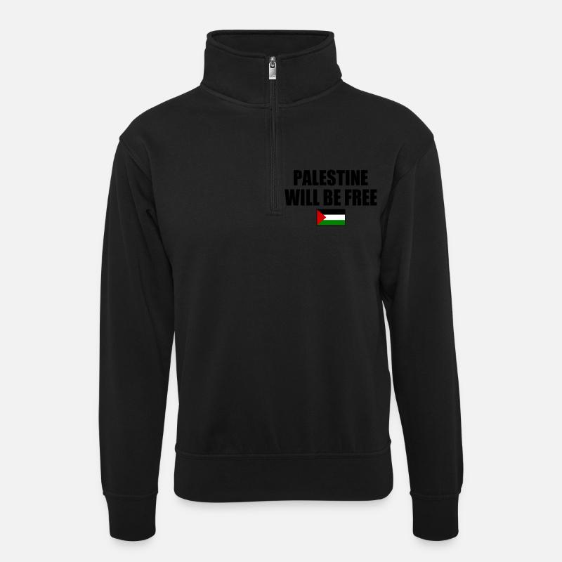 palestine will be free - Sweat col montant zippé unisexe - noir