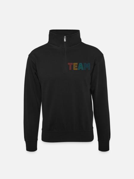 Team - Unisex sweater with zip collar - black