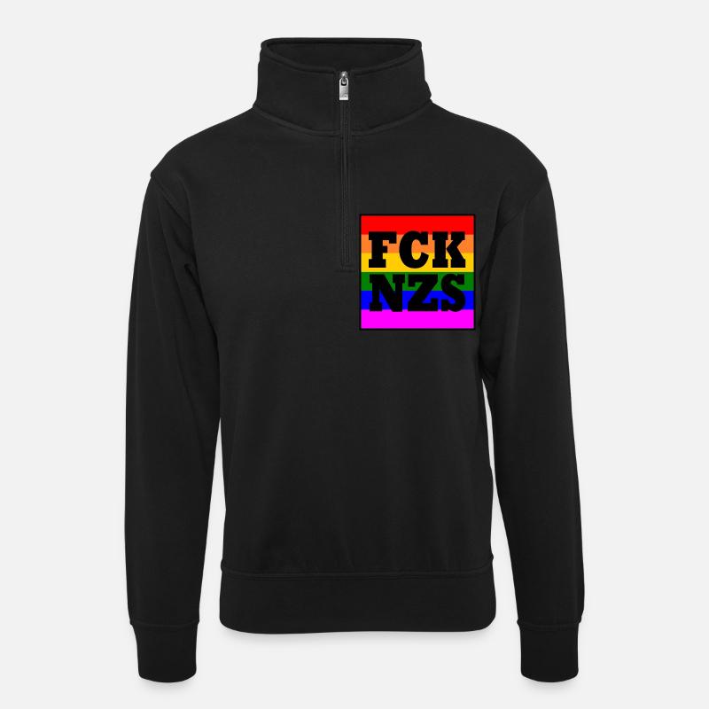Fck afd - Unisex sweater with zip collar - black