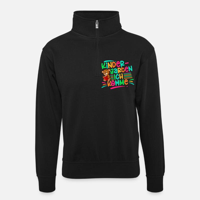 Kindergarten Ich Komme - Unisex Pullover mit Zip-Kragen - Schwarz