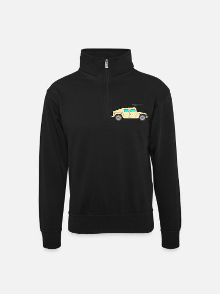 Military vehicle - Unisex sweater with zip collar - black