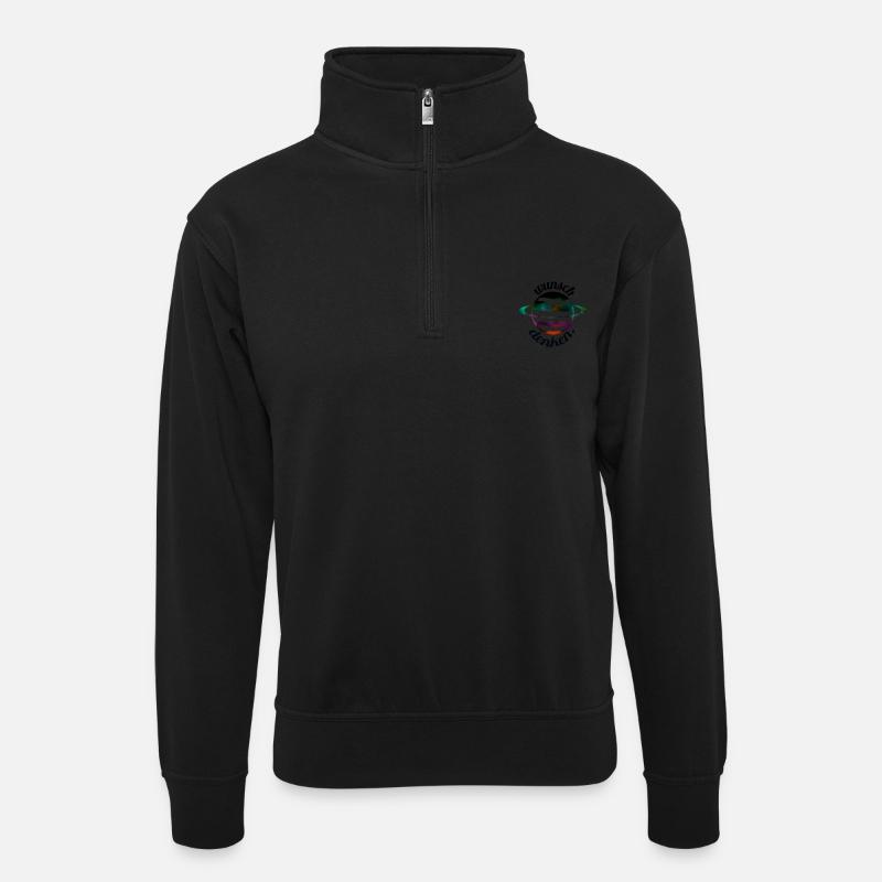 Planet - Unisex Pullover mit Zip-Kragen - Schwarz