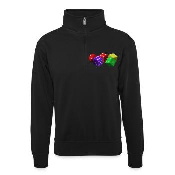 cube - Unisex sweater with zip collar - black - Front