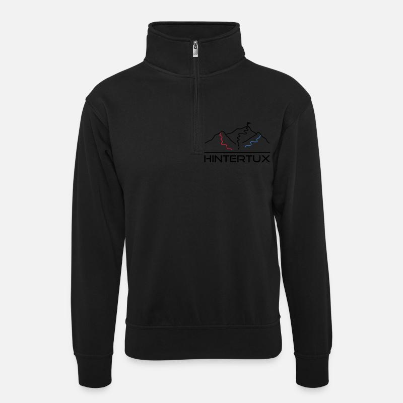 Wintersport Skipiste Hintertux - Unisex Pullover mit Zip-Kragen - Schwarz