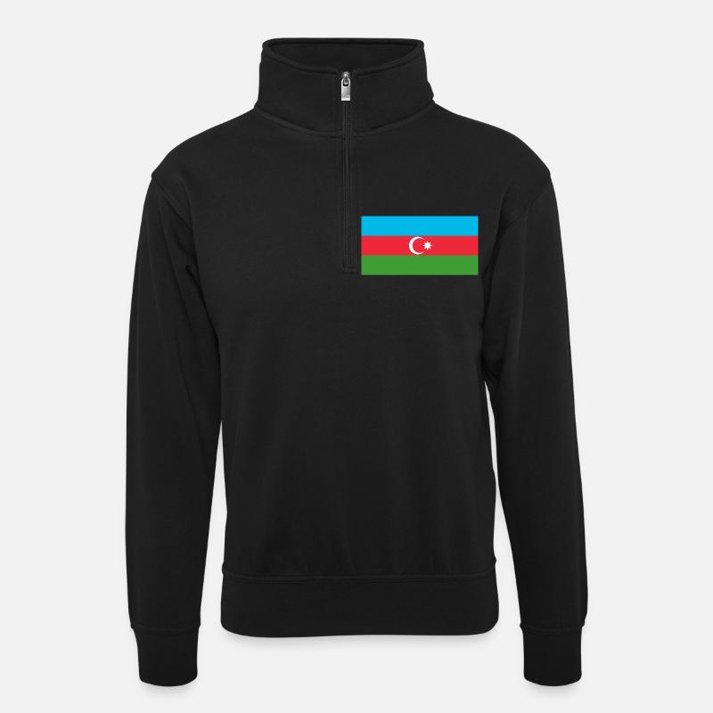 Azerbaycan - Unisex Pullover mit Zip-Kragen - Schwarz