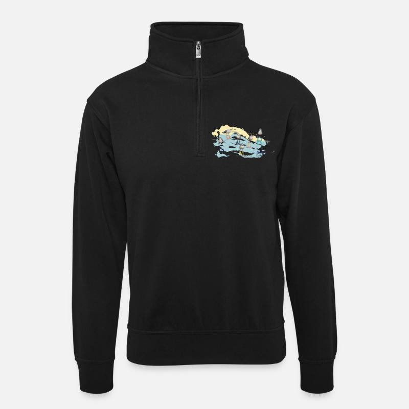 concours d'été - Sweat col montant zippé unisexe - noir
