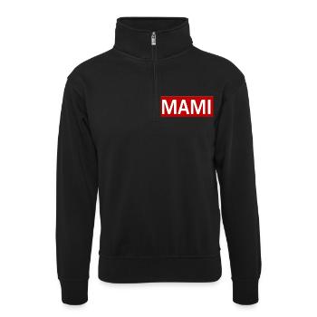MAMI - Unisex Pullover mit Zip-Kragen - Schwarz - Vorne