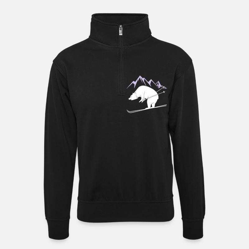 Ours de snowboard - Sweat col montant zippé unisexe - noir