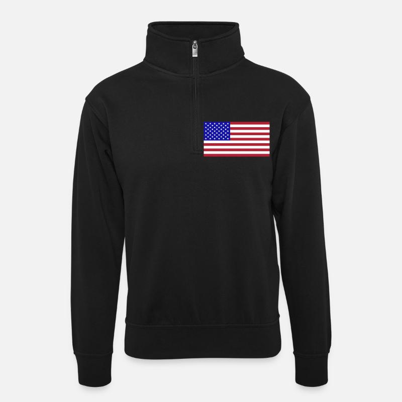 Drapeau de l'Amérique - Sweat col montant zippé unisexe - noir