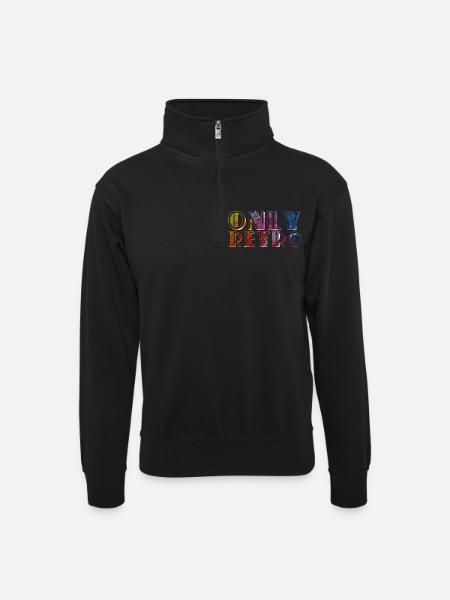 Only retro - Unisex sweater with zip collar - black
