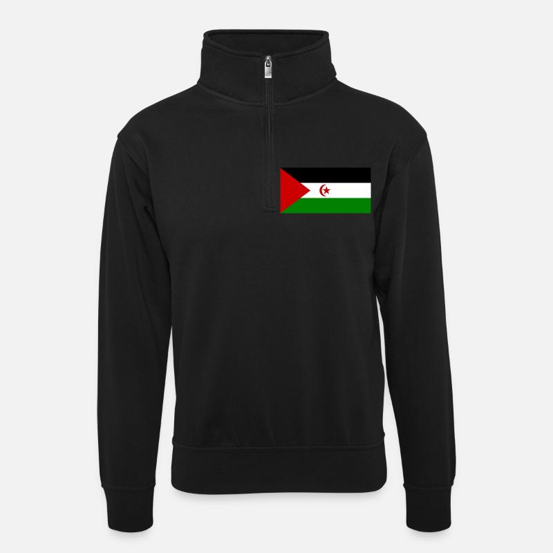 Drapeau du Sahara occidental - Sweat col montant zippé unisexe - noir