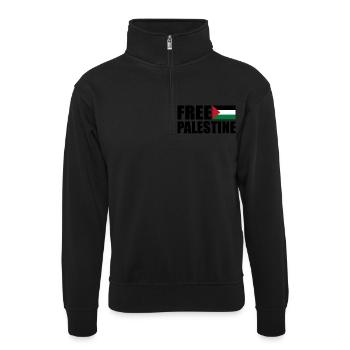 Free palestine - Unisex Pullover mit Zip-Kragen - Schwarz - Vorne